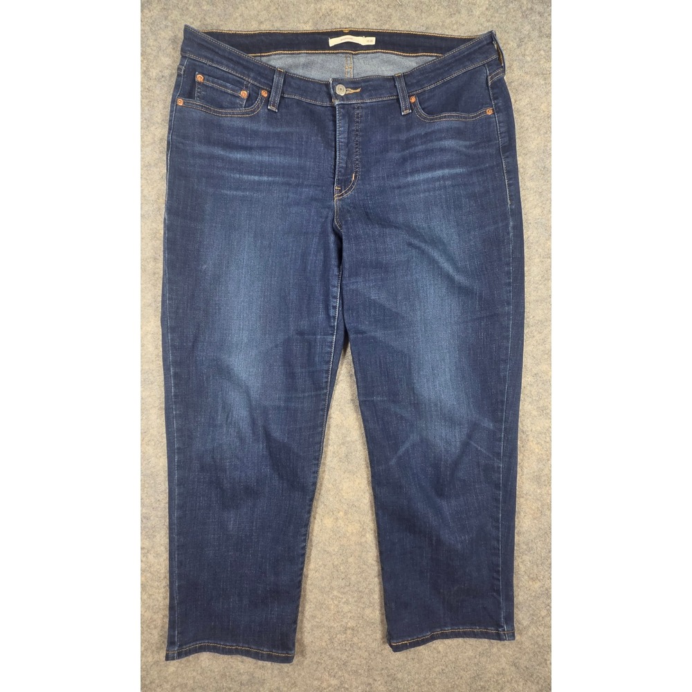 Levis Boyfriend Jeans 16W Dark Wash Denim Mid Rise Cropped